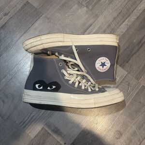 Size 9 Men-Comme des Garçons PLAY x Converse Chuck 70 High Steel Gray-women 11